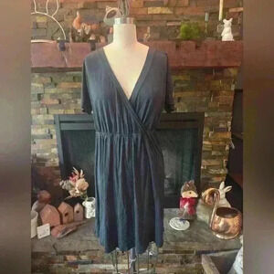 Green knit wrap dress